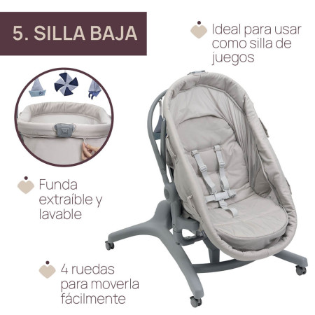 Chicco baby hug pro 5 en 1 cuna y moises BEIGE LATTE silla baja