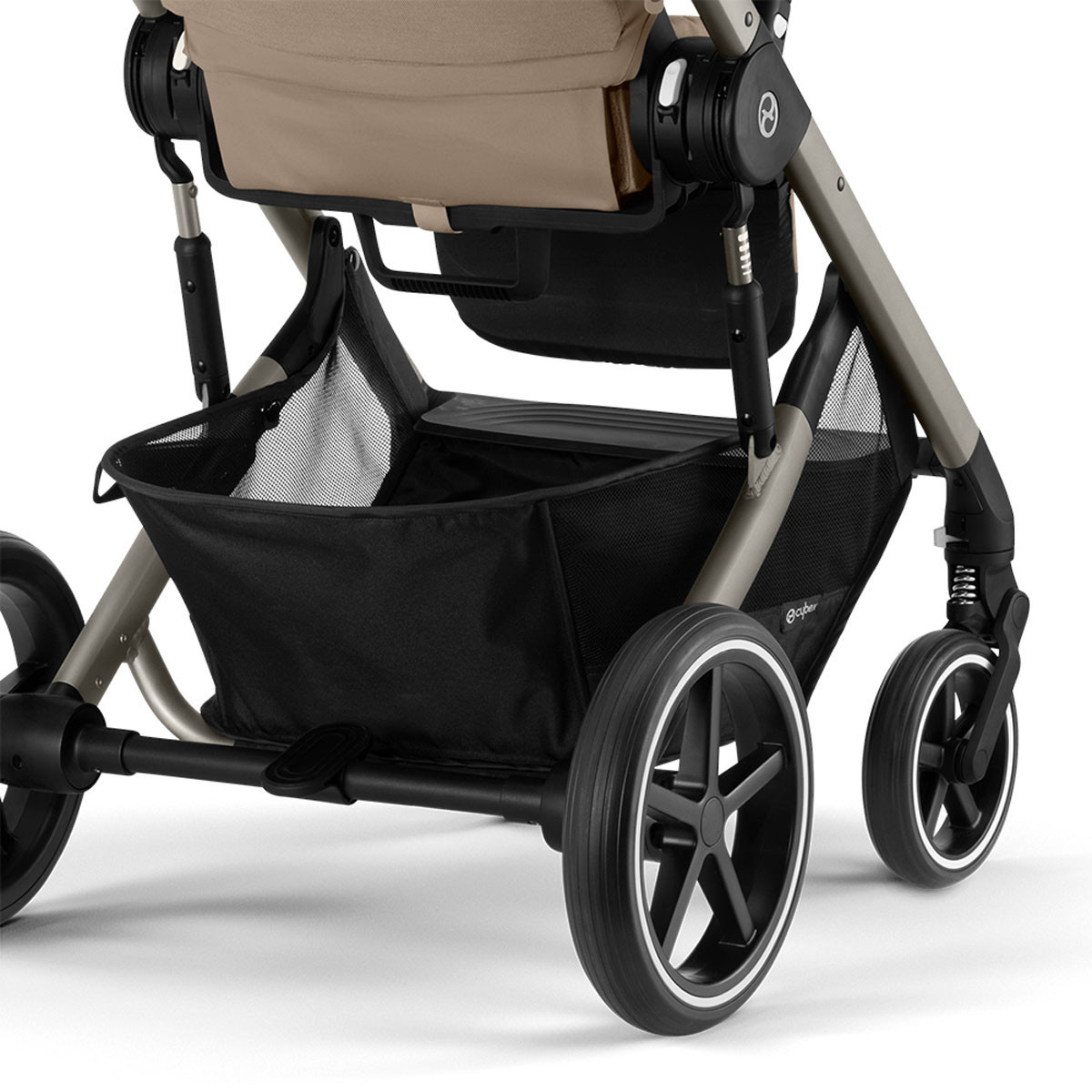 Cybex balios s lux silla de paseo Almond Beige, cesta espaciosa (hasta 10 kg de carga).