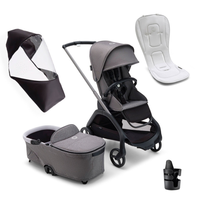 Bugaboo pack dragonfly imprescindibles recién nacido verano gris melange