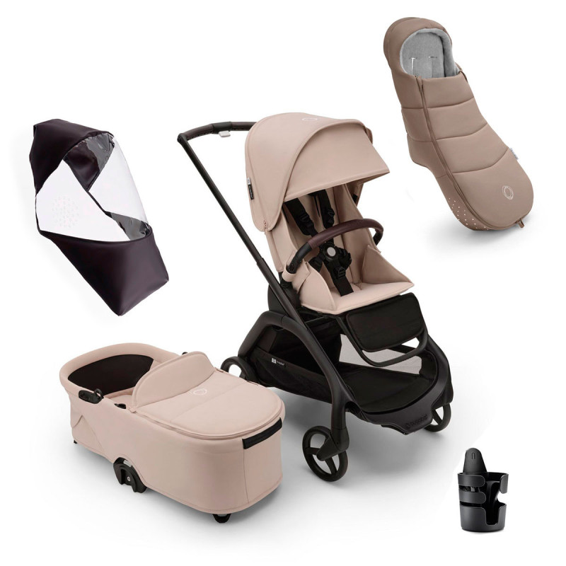 Bugaboo pack dragonfly imprescindibles recién nacido invierno taupe desert