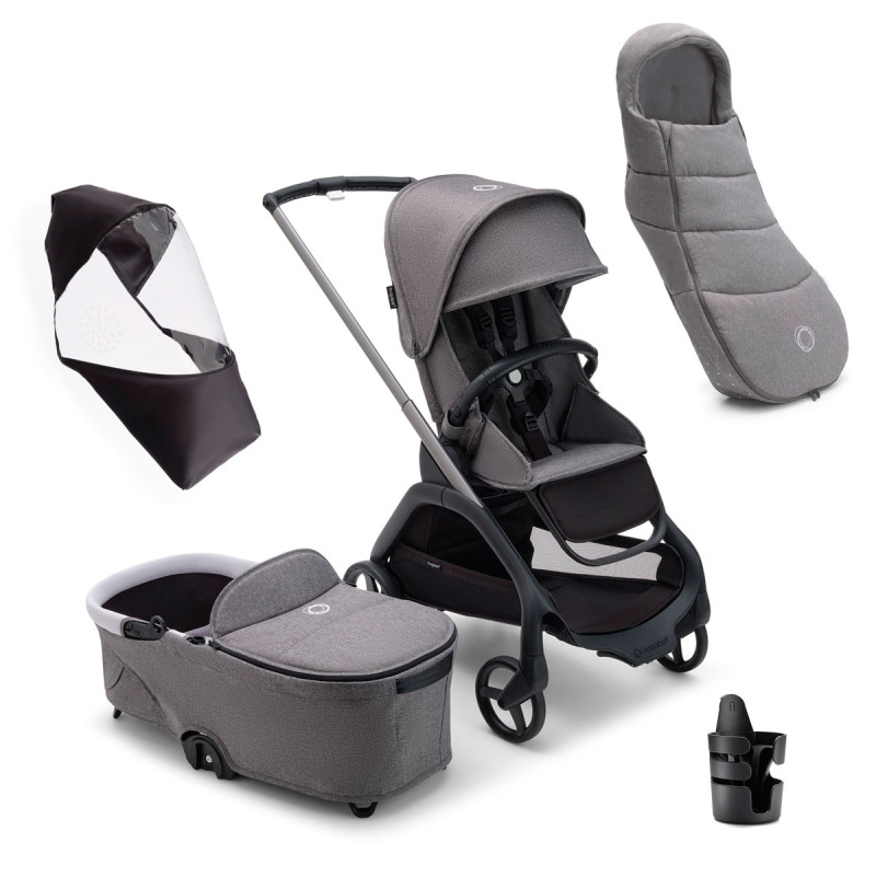 Bugaboo pack dragonfly imprescindibles recién nacido invierno gris melange