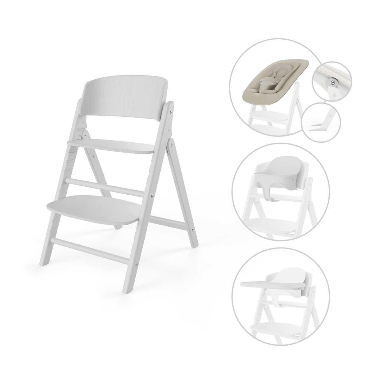 Cybex Click & Fold 4 en 1 trona all white incluye hamaca recien nacido, baby set y bandeja