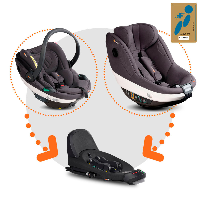 Besafe Beyond sistema modular con beyond go, beyond plus test y base isofix en color gris