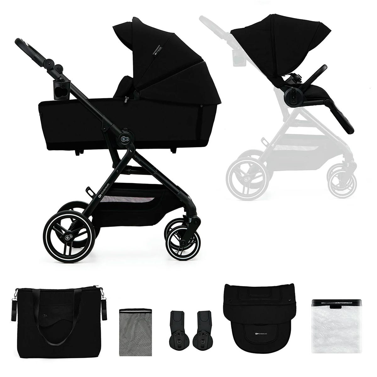 duo kinderkraft yoxi cochecito y capazo en color negro pure black