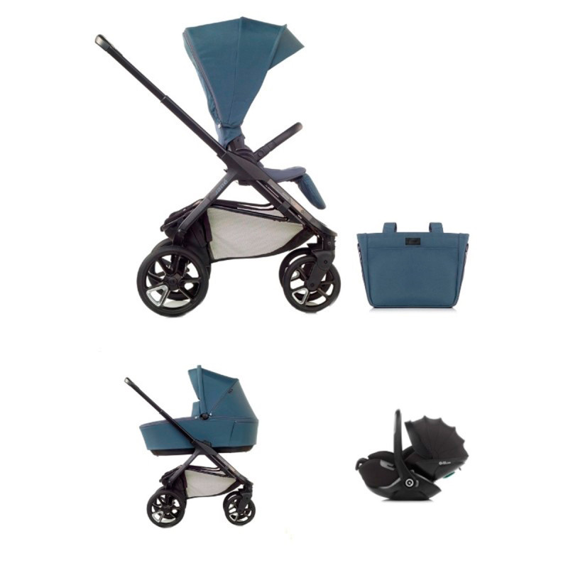 trio cochecito silla de paseo, capazo y portabebé jané keep en color azul seal U79
