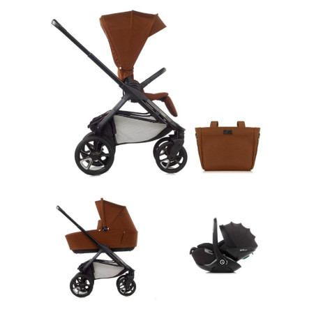 trio cochecito silla de paseo, capazo y portabebé jané keep en color marrón argile U84