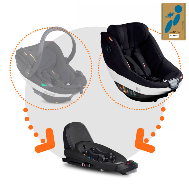 Silla de coche beyond negra con base isofix, con sello plus test