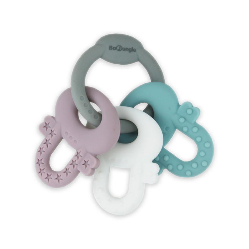 mordedor de silicona de la marca bo jungle en forma de llaves.