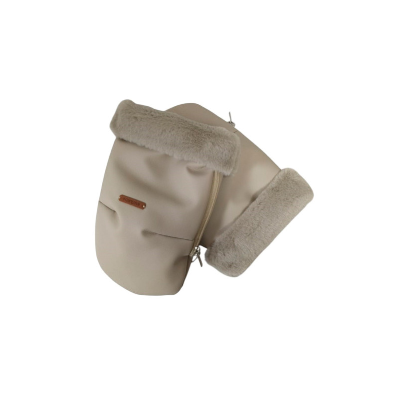 manoplas de uzturre en polipiel y mouton en color piedra