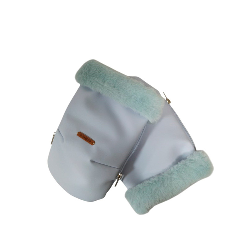 manoplas de uzturre en polipiel y mouton en color azul