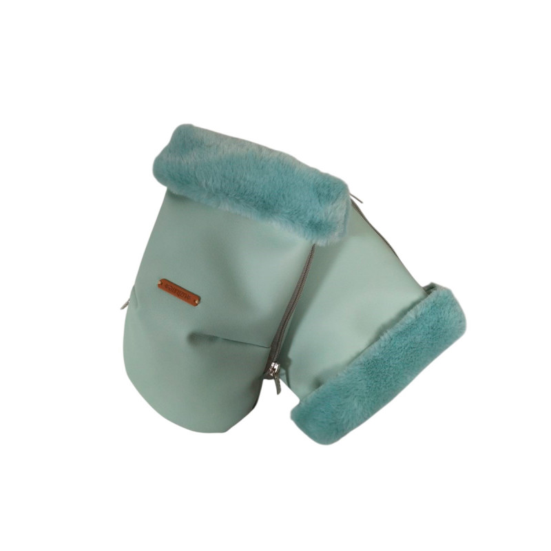 manoplas de uzturre en polipiel y mouton en color menta