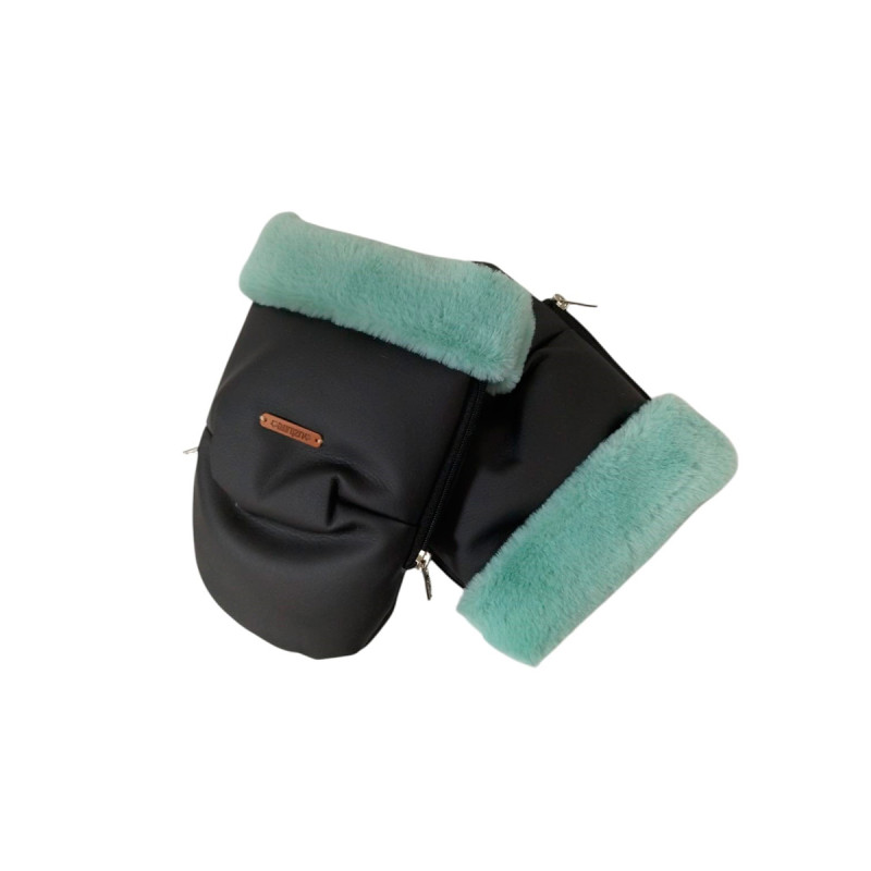 manoplas de uzturre en polipiel negro y mouton menta