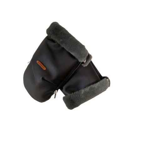 manoplas de uzturre en polipiel negro y mouton gris oscuro