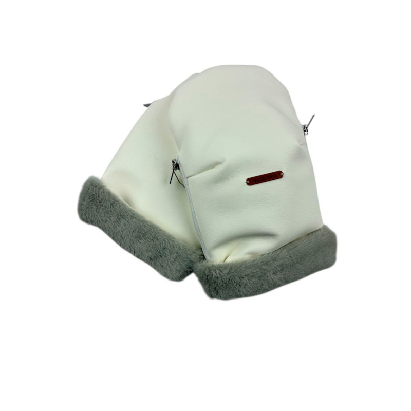 manoplas de uzturre en polipiel beige y mouton gris