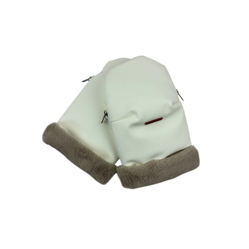 manoplas de uzturre en polipiel beige y mouton piedra
