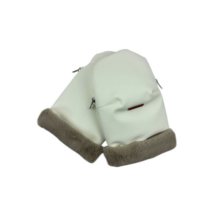manoplas de uzturre en polipiel beige y mouton piedra