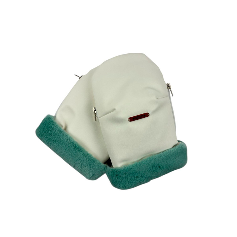 manoplas de uzturre en polipiel blanco y mouton menta