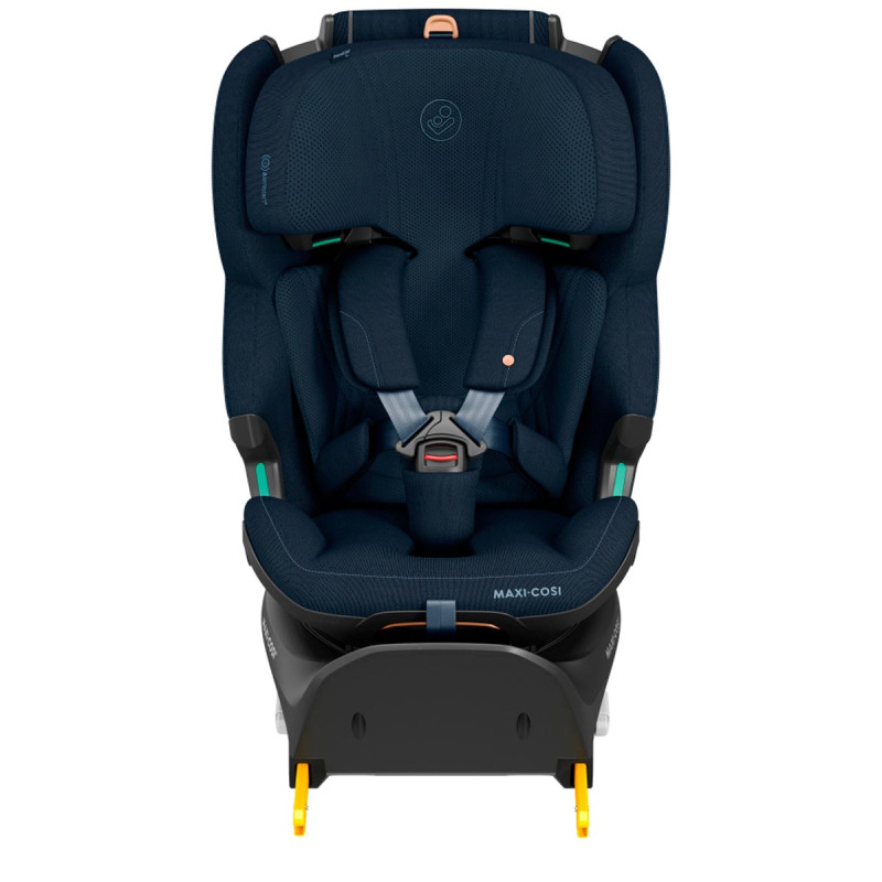 silla de coche para bebé Maxi-Cosi emerald 360 PRO vista frontal sobre base isofix en color azul authentic blue