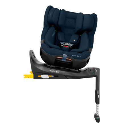 silla de coche para bebé Maxi-Cosi emerald 360 PRO girada en base isofix en color azul authentic blue