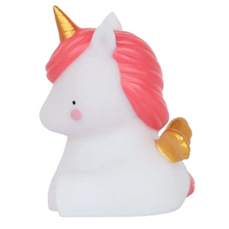 lámpara infantil con forma de unicornio dorado de a little lovely company vista frontal