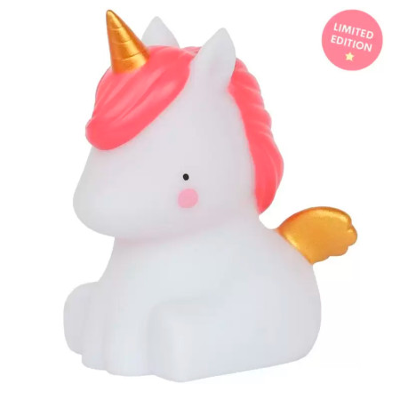 lámpara infantil con forma de unicornio dorado de a little lovely company