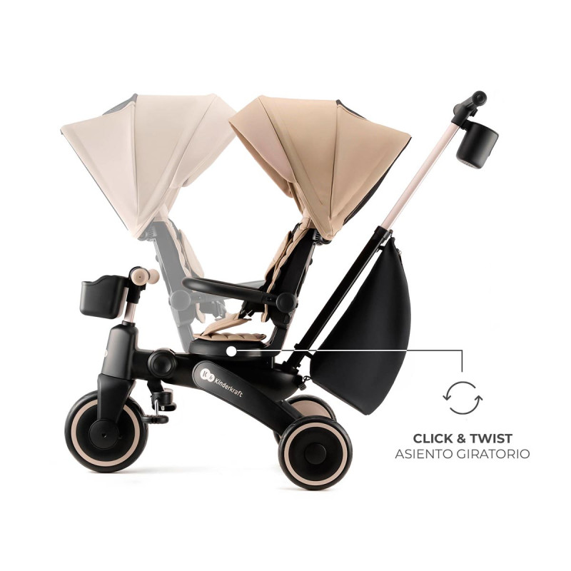 Asiento giratorio del triciclo evolutivo 6 en 1 JAZZ 2 de Kinderkraft en color beige