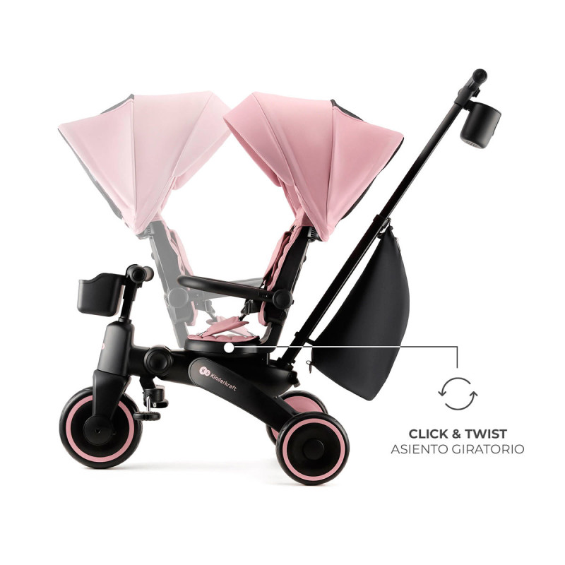 Asiento giratorio del triciclo evolutivo 6 en 1 JAZZ 2 de Kinderkraft en color rosa