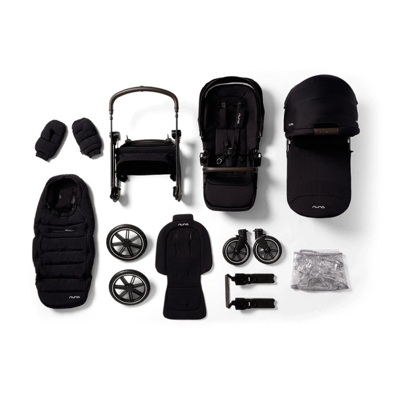 Accesorios del pack carrito de bebé completo Triv Lx All-Season de Nuna en color negro caviar
