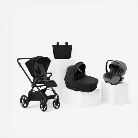 Jané Muum TRIO cochecito en color negro coal con portababé gris mars gray