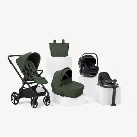 Jané Muum TRIO cochecito en color verde botanic con portababé negro matt black y base isofix
