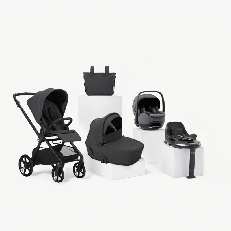 Jané Muum TRIO cochecito en color gris cloud con portababé negro matt black y base isofix