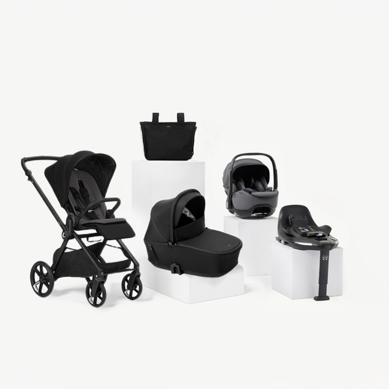 Jané Muum TRIO cochecito en color negro coal con portababé gris mars gray y base isofix