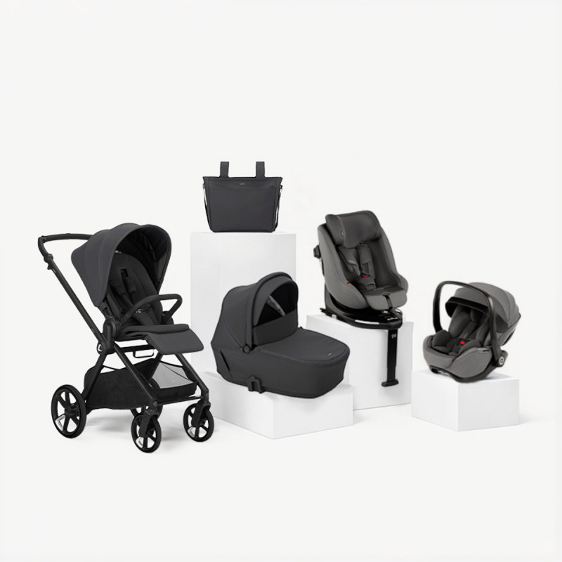 carrito completo Jané Muum 5 gris cloud con silla de coche y portababé gris mars gray