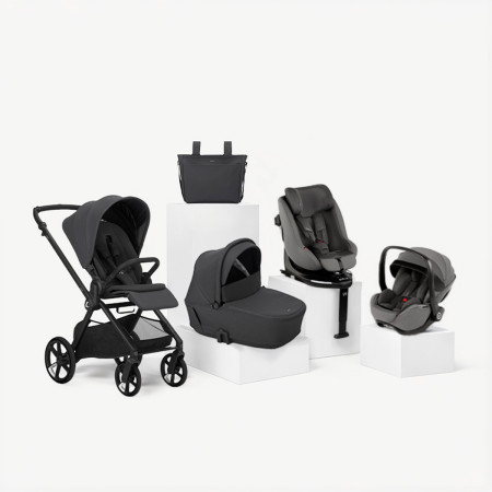 carrito completo Jané Muum 5 gris cloud con silla de coche y portababé gris mars gray