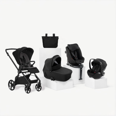 carrito completo Jané Muum 5 negro coal con silla de coche y portababé negro matt black