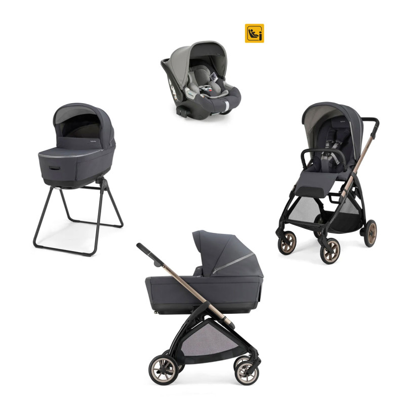 carrito TRIO Electa con silla de coche Darwin de Inglesina en gris garage grey