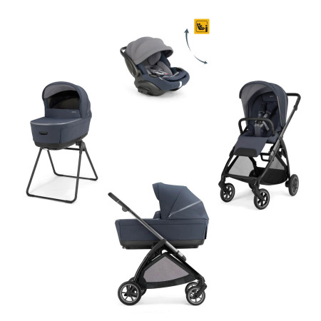 carrito TRIO Electa con silla de coche Darwin Recline EVO de Inglesina en azul rooftop blue