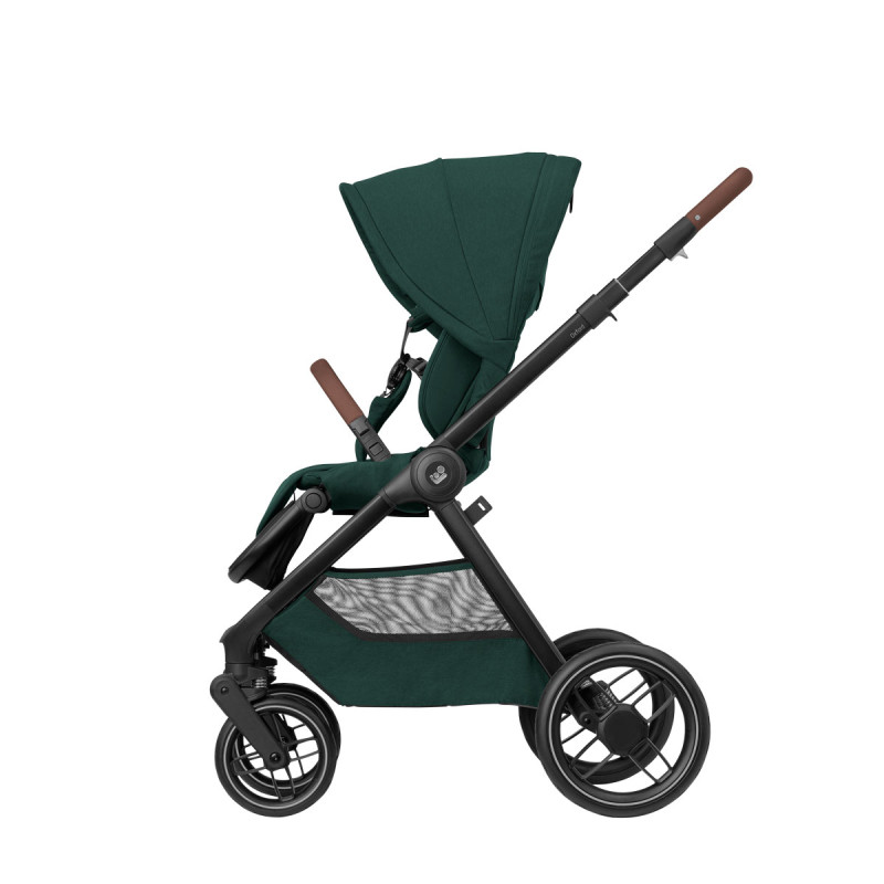 vista lateral de la silla de paseo del carrito de bebé Oxford+ de Maxi-Cosi en verde twillic green