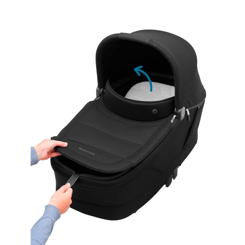 interior del capazo del carrito de bebé Oxford+ de Maxi-Cosi en negro twillic black