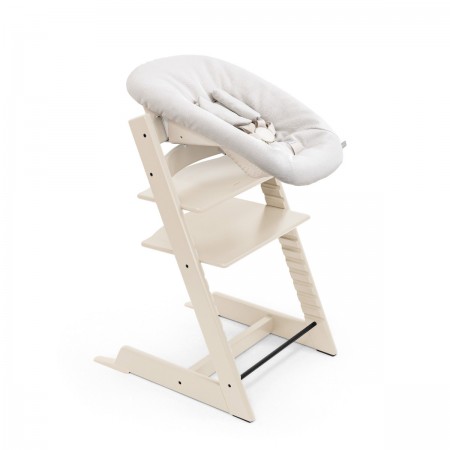 pack de trona tripp trapp de stokke en blanco vanilla white con newborn set