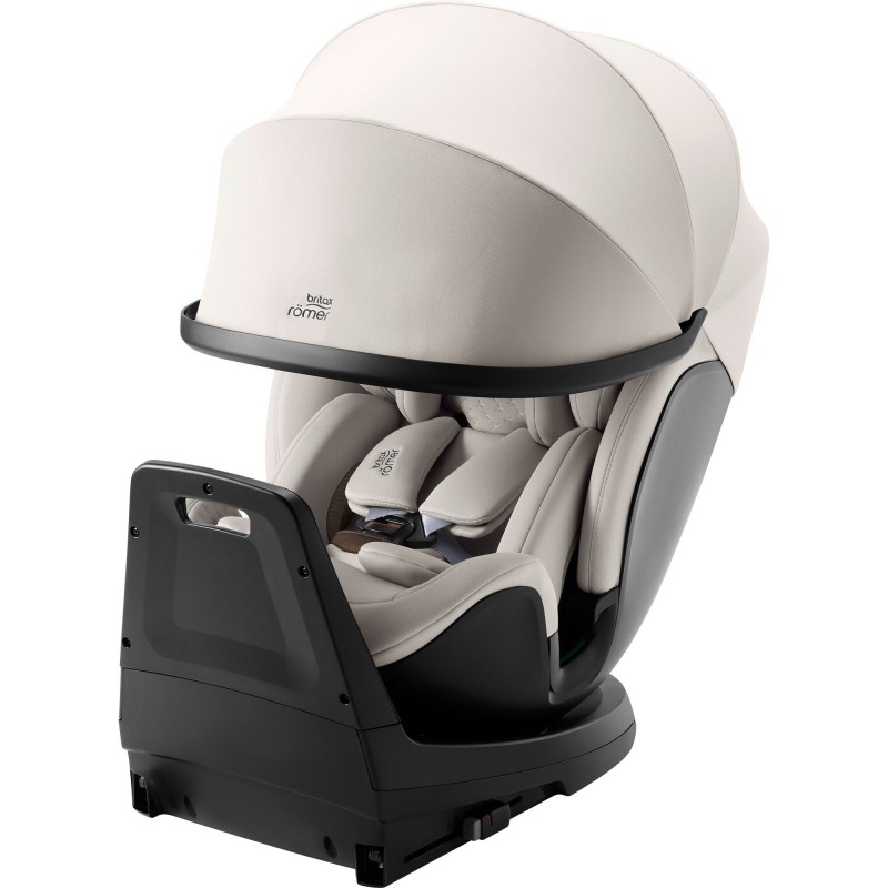 Detalle con la capota extendida y el reductor de recién nacido de SWIVEL-GROW MAX AIR en color  Soft Taupe