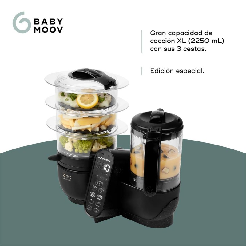 características del robot de cocina Nutribaby+ XL de Babymoov en negro Mineral Black