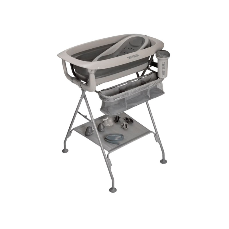 bañera plegable para bebé de Twistshake con soporte en gris Pastel Grey
