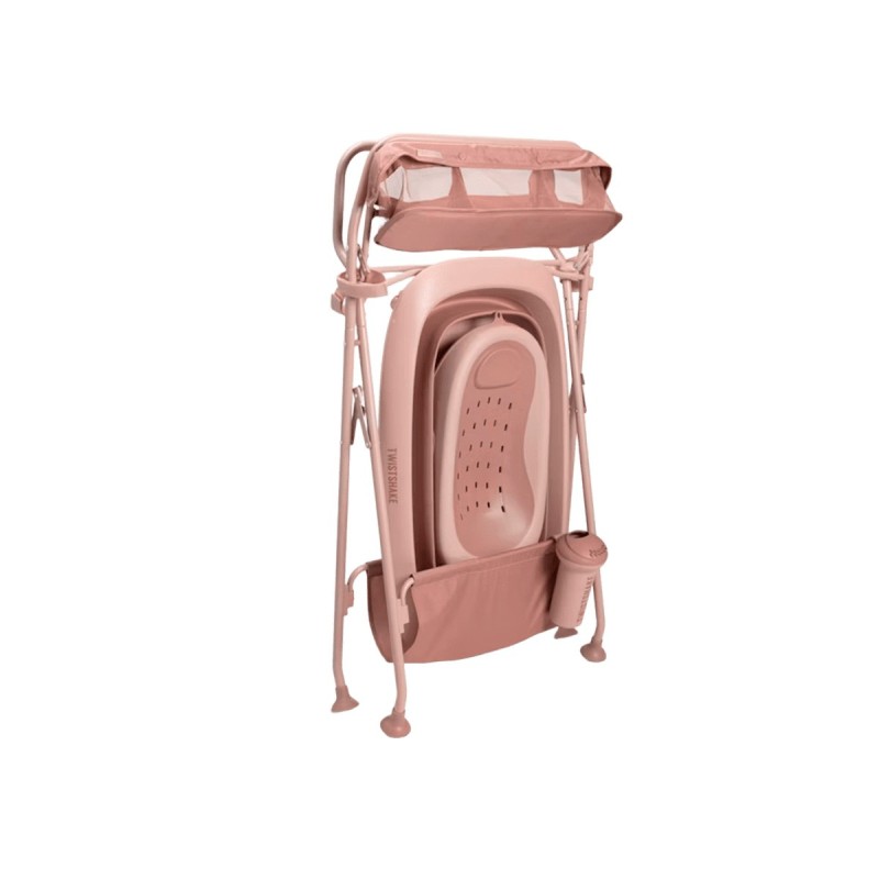 bañera plegable para bebé de Twistshake plegada con soporte en rosa Faded Pink