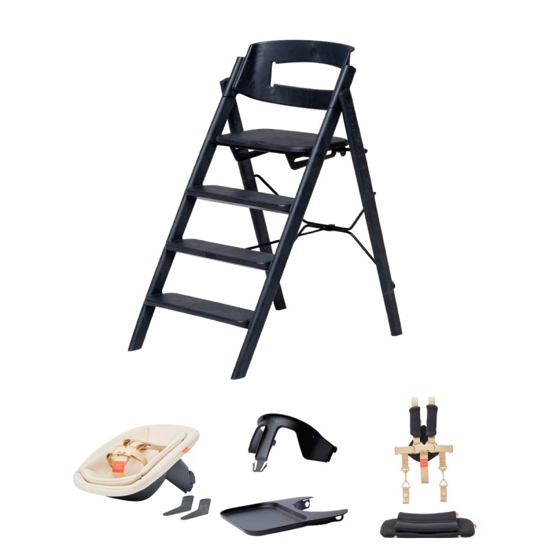 pack completo de la trona Klapp de KAOS en negro Charcoal Black