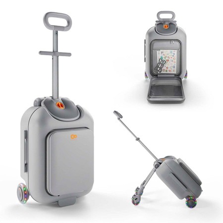maleta infantil 2 en 1 con asiento Cabby de Kinderkraft en gris