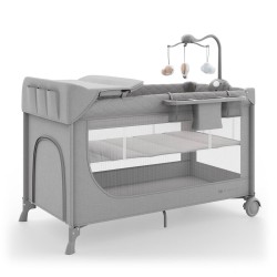cuna de viaje con accesorios Leody Up de Kinderkraft en gris