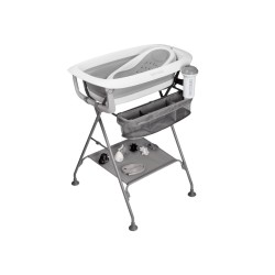 bañera plegable para bebé de Twistshake con soporte de color blanco y gris
