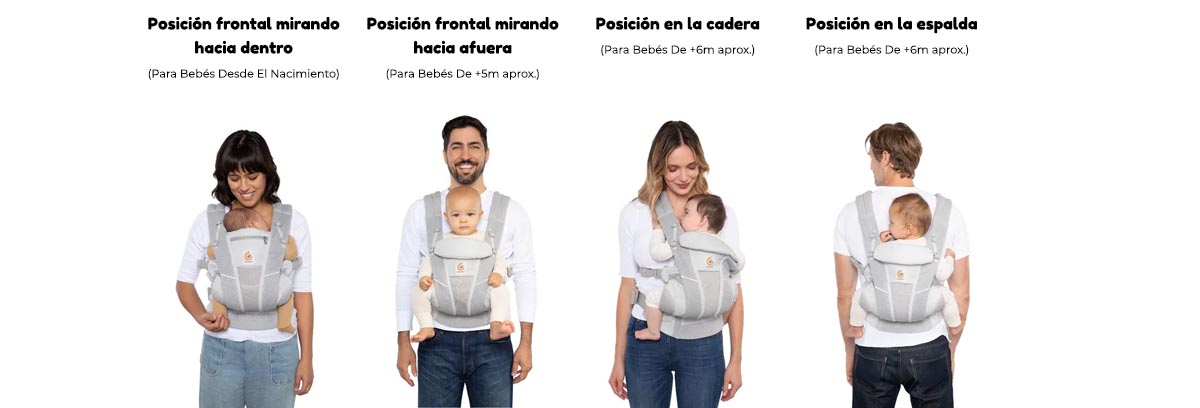 posiciones de colocación de tu bebé en la mochila de portabebés ergobaby omni breeze