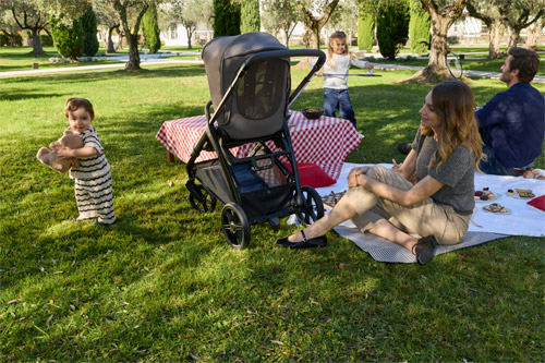 familia de picnic con el carrito Aptica DUO  de Inglesina 2026